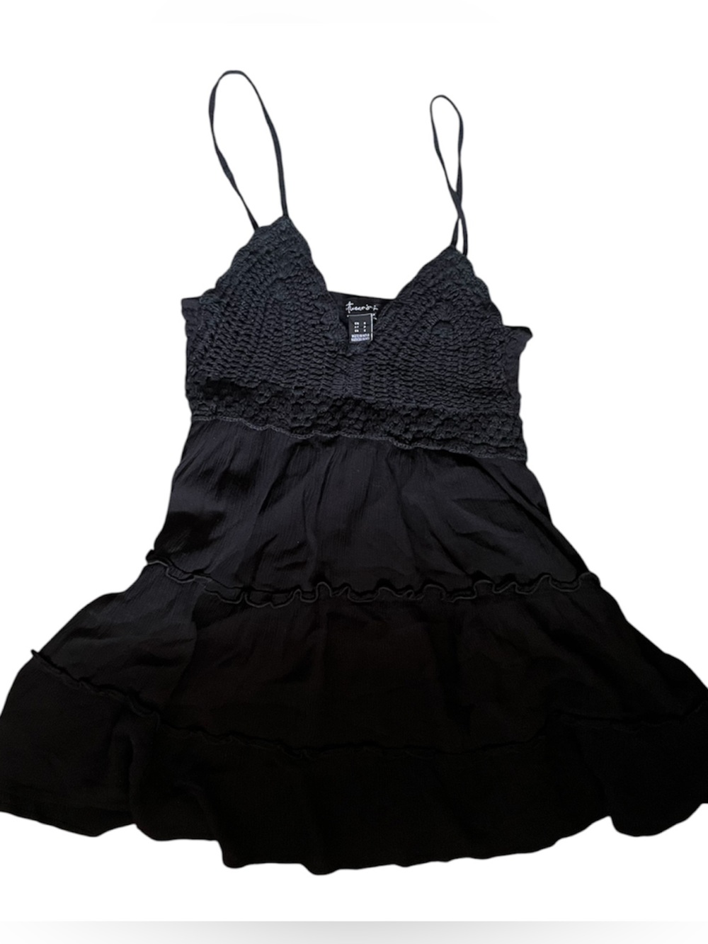 black whimsygoth crochet mini black dress babydoll top streetwear society